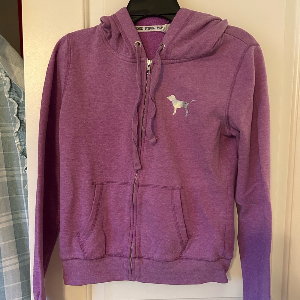 Victoria secret pink fitted zip up hoodie SMALL